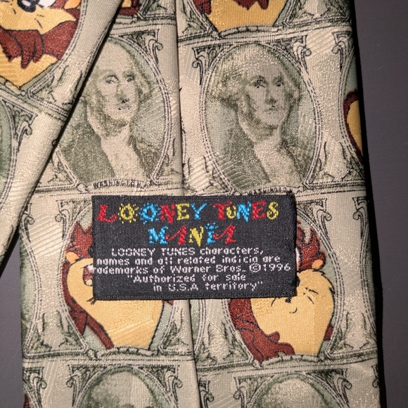 Vintage Looney Tunes Mania 1997 Taz Money Tie - Picture 9 of 11